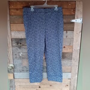 Women's Chico's Navy Dress Pants with White Polkadots Size 1.5 Size 10 Polkadot